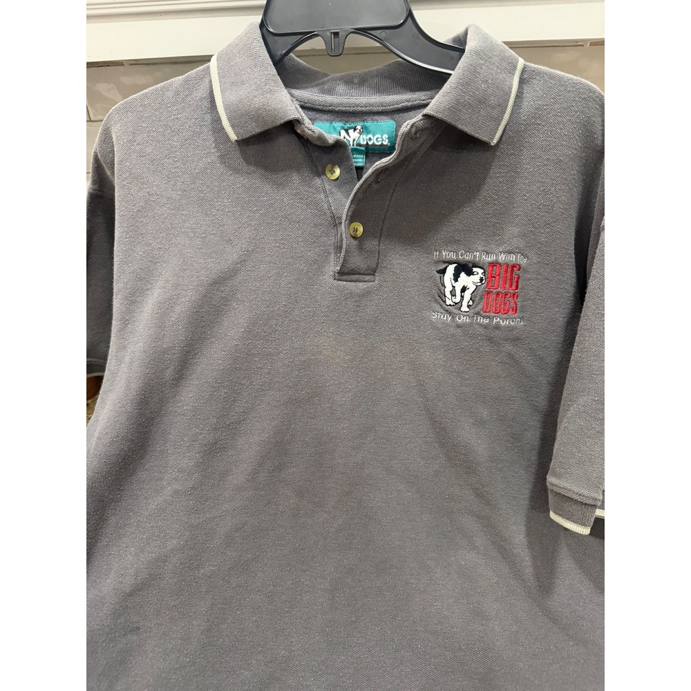 vtg big dogs‎ gray polo with embroidery xl